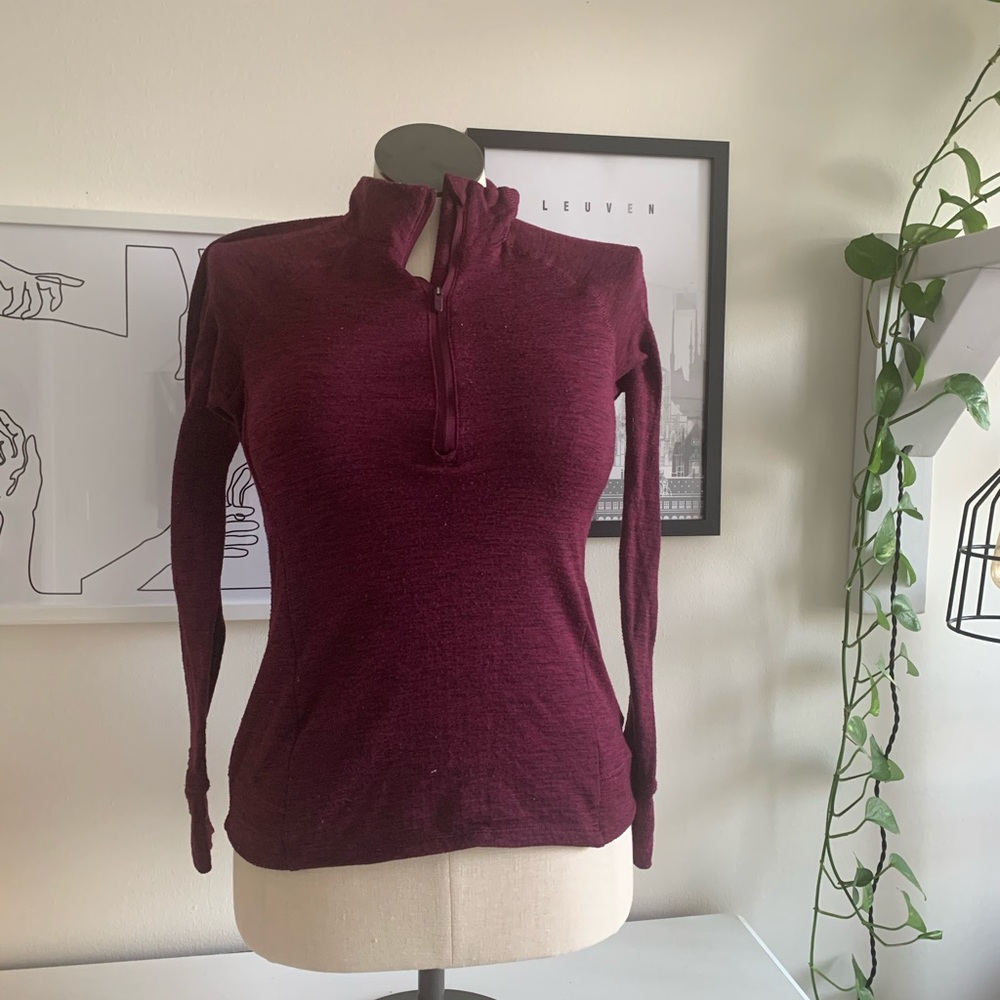 Maroon burgundy zip workout top